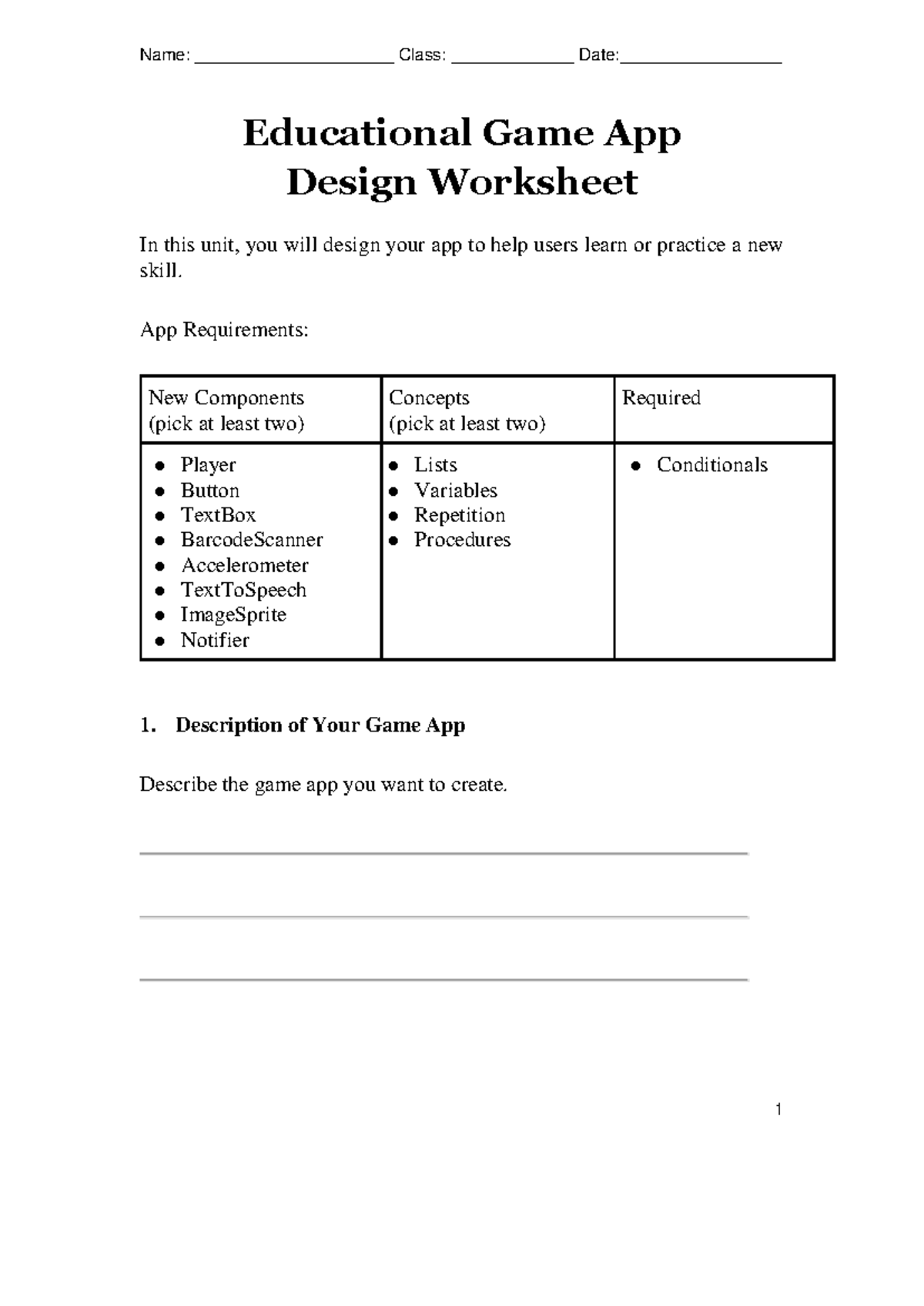 CF2E L2AIFP Design WS - Project Plan - Educational Game App Design ...