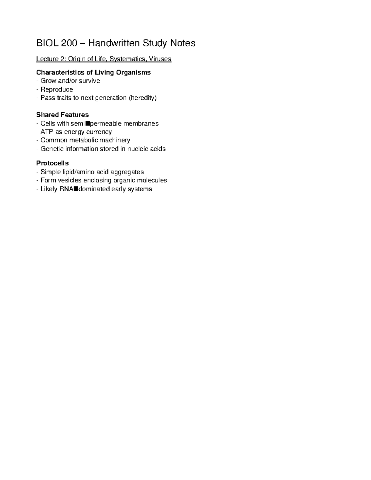 BIOL 200 Lecture Notes: Origin of Life & Prokaryotes Overview - Studocu