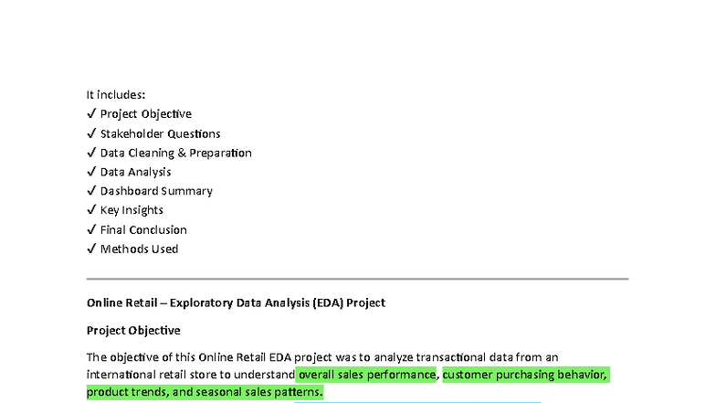 Online Retail EDA Project: Insights & Analysis Summary - Studocu