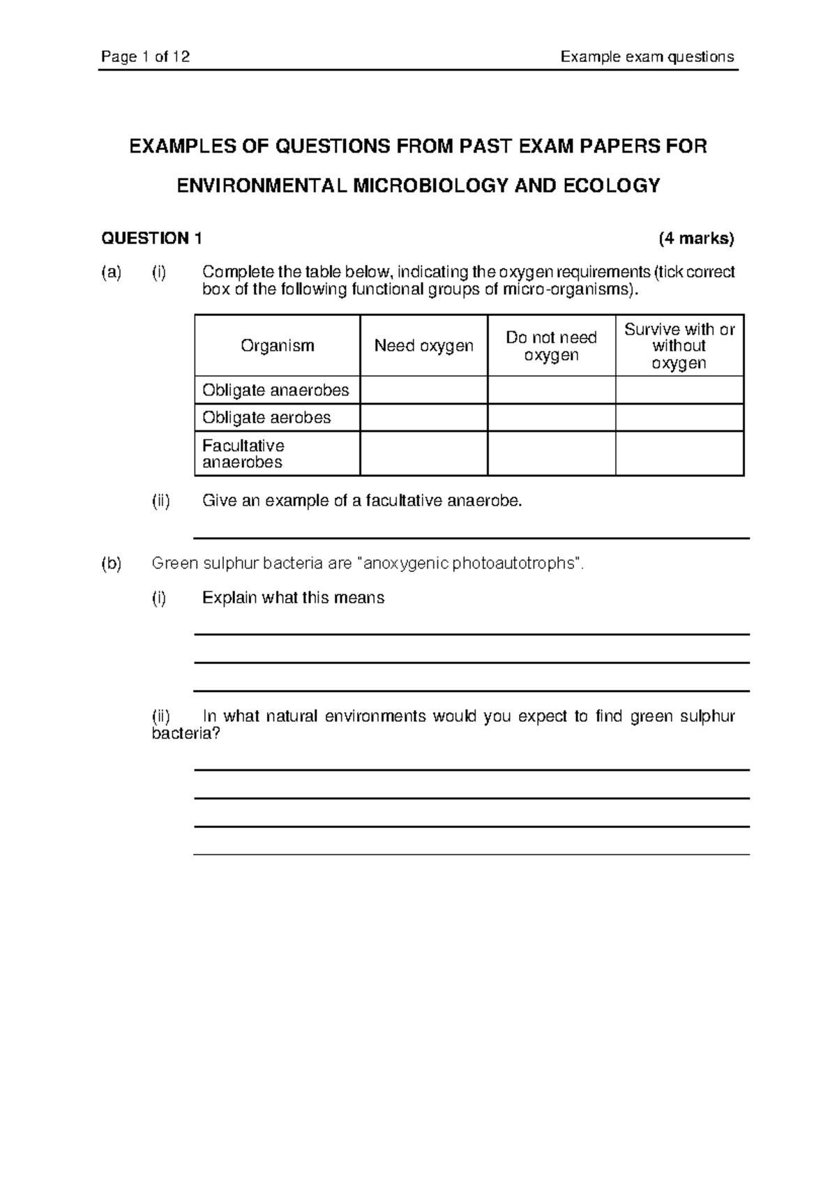 Final Exam - Example questions 2024 - EXAMPLES OF QUESTIONS FROM PAST ...