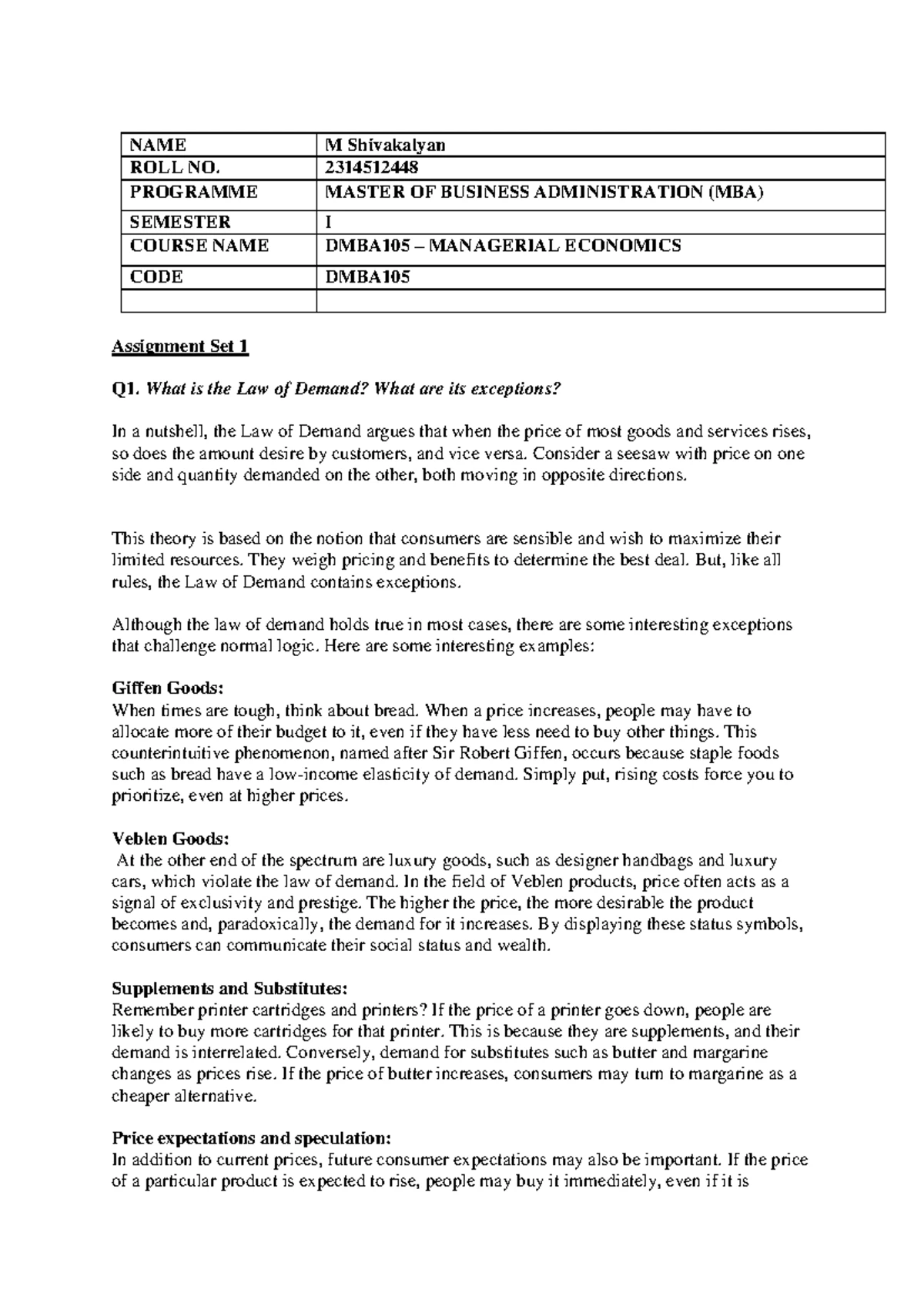 Assignment DMBA111 MBA 1 Set-1 and 2 Jul-Aug. 2024 - Centre for ...