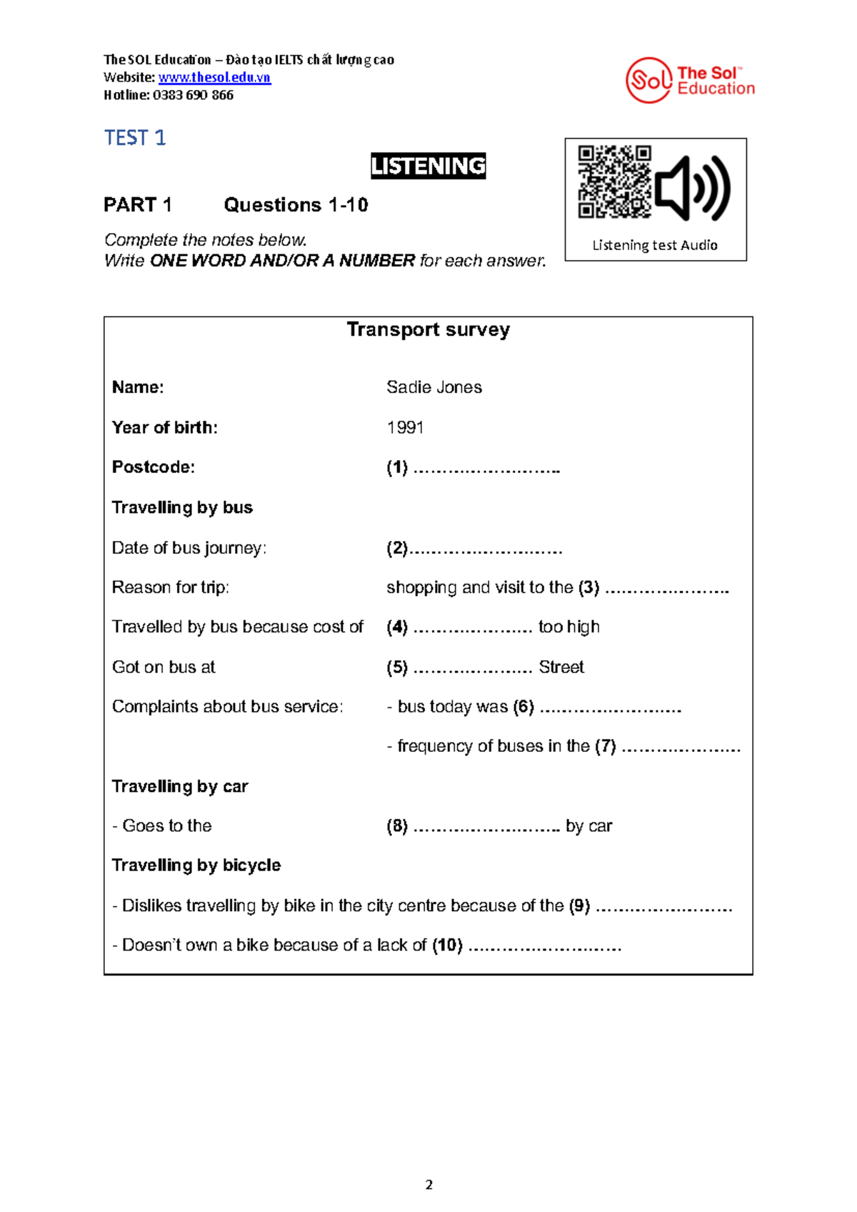 CAM 18 - Listening and Reading Test 1 Notes and Questions - Studocu