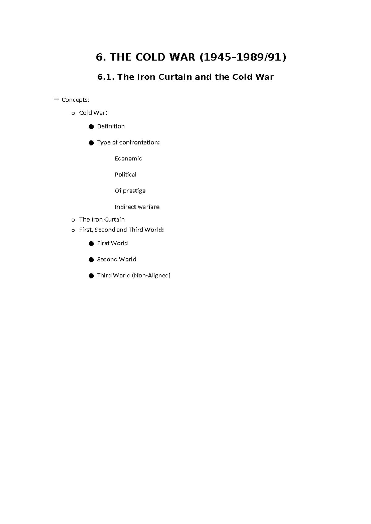 6. The Cold War: Key Concepts and Events (21-22, No EU) - Studocu