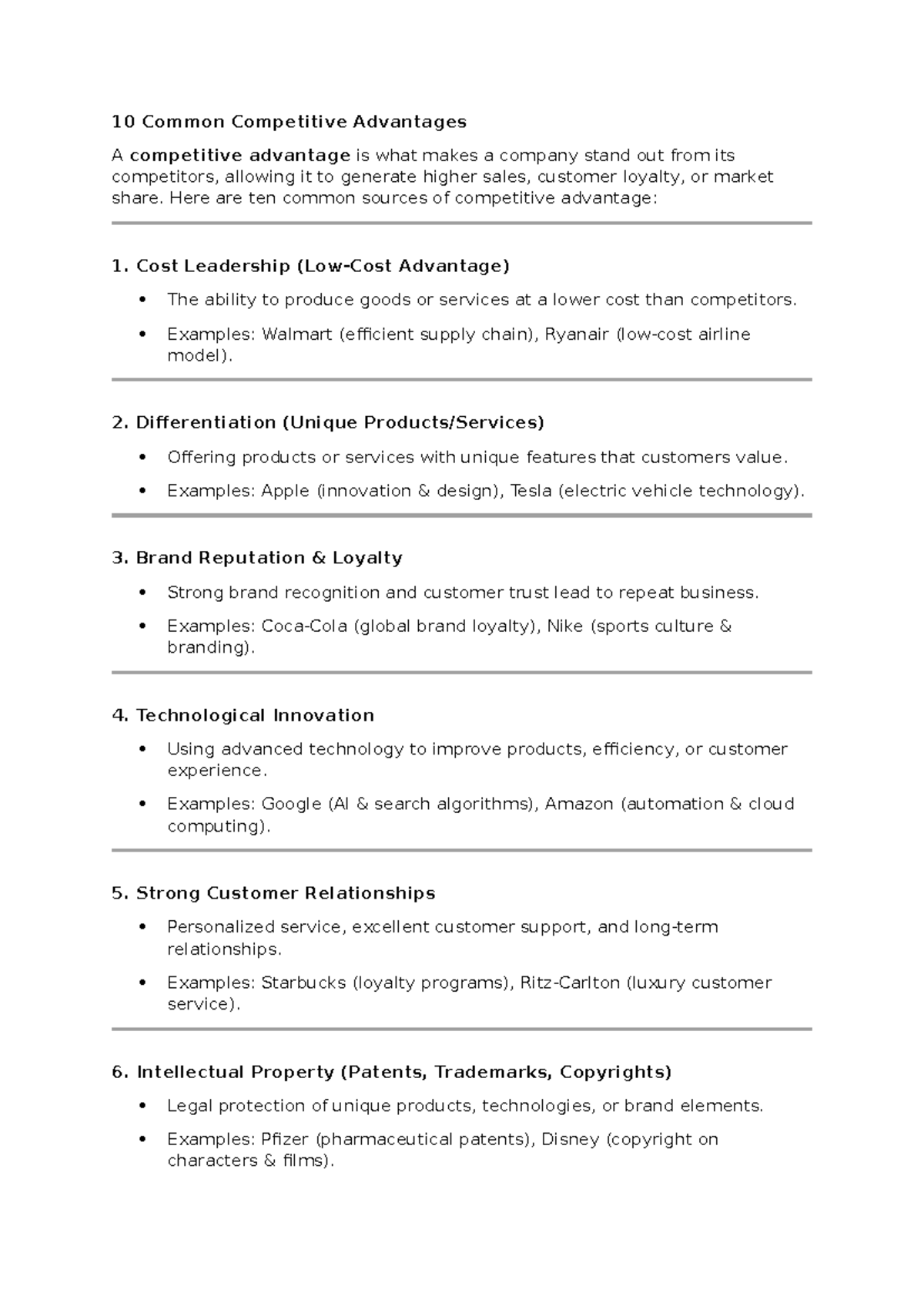 Competitive advantage - Here are ten common sources of competitive ...