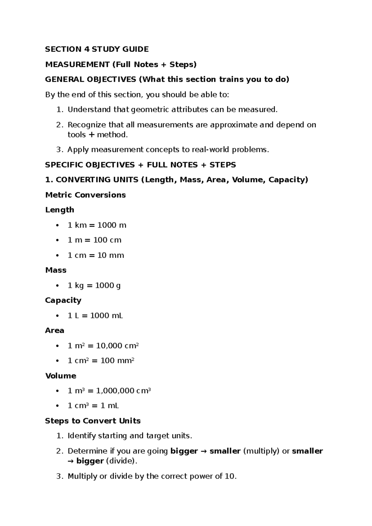 CSEC Math Study Guide: Measurement & Statistics (Full Notes) - Studocu