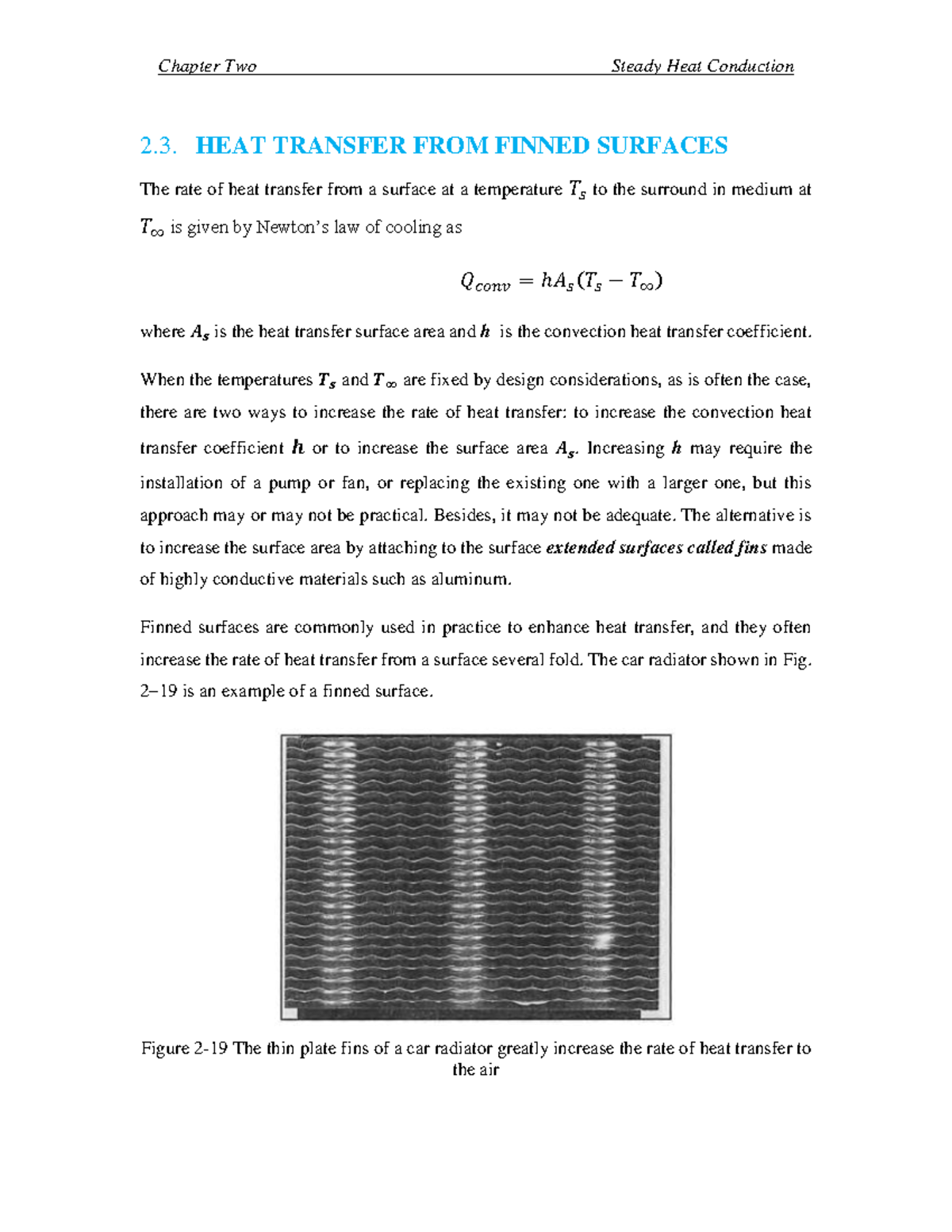 Chapter 2: Steady Heat Conduction - Finned Surface Heat Transfer - Studocu