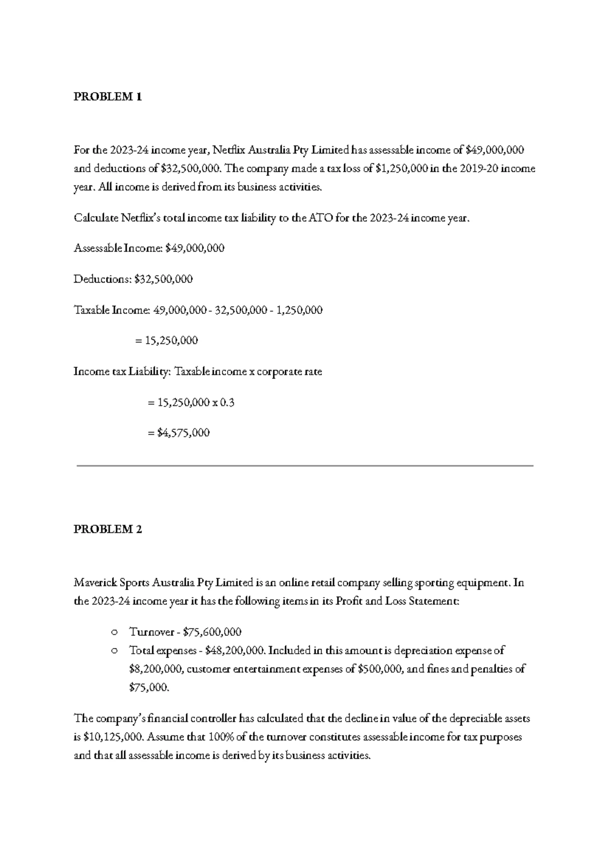 Week 7 Tutorial Problems: Financial Analysis & Free Cash Flow ...