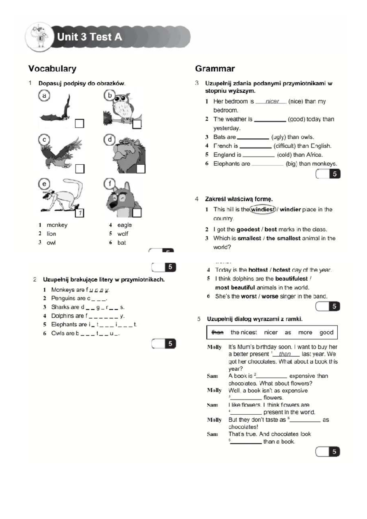 Unit 3 Test A: Vocabulary & Grammar 1 - Ang 2 - Studocu