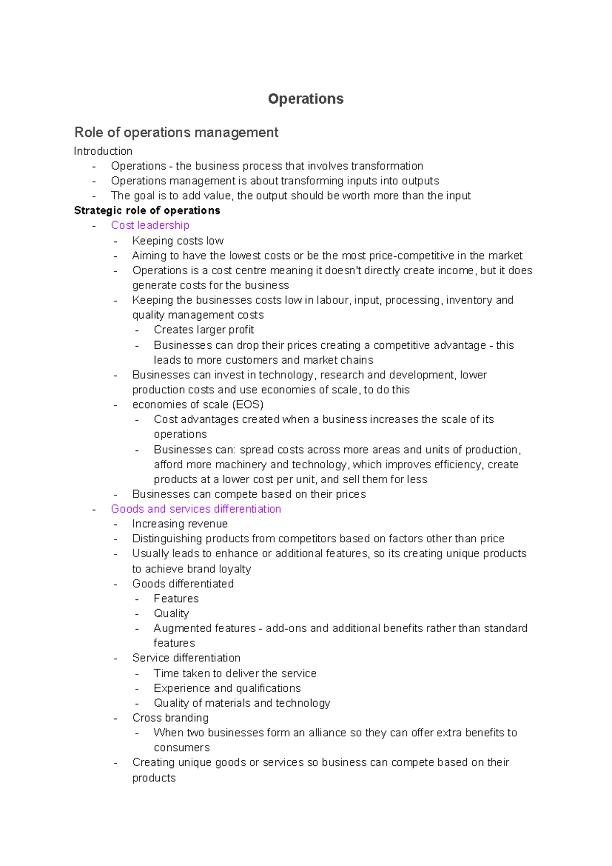 Operations Management: Key Insights and Strategies (Final Exam) - Studocu