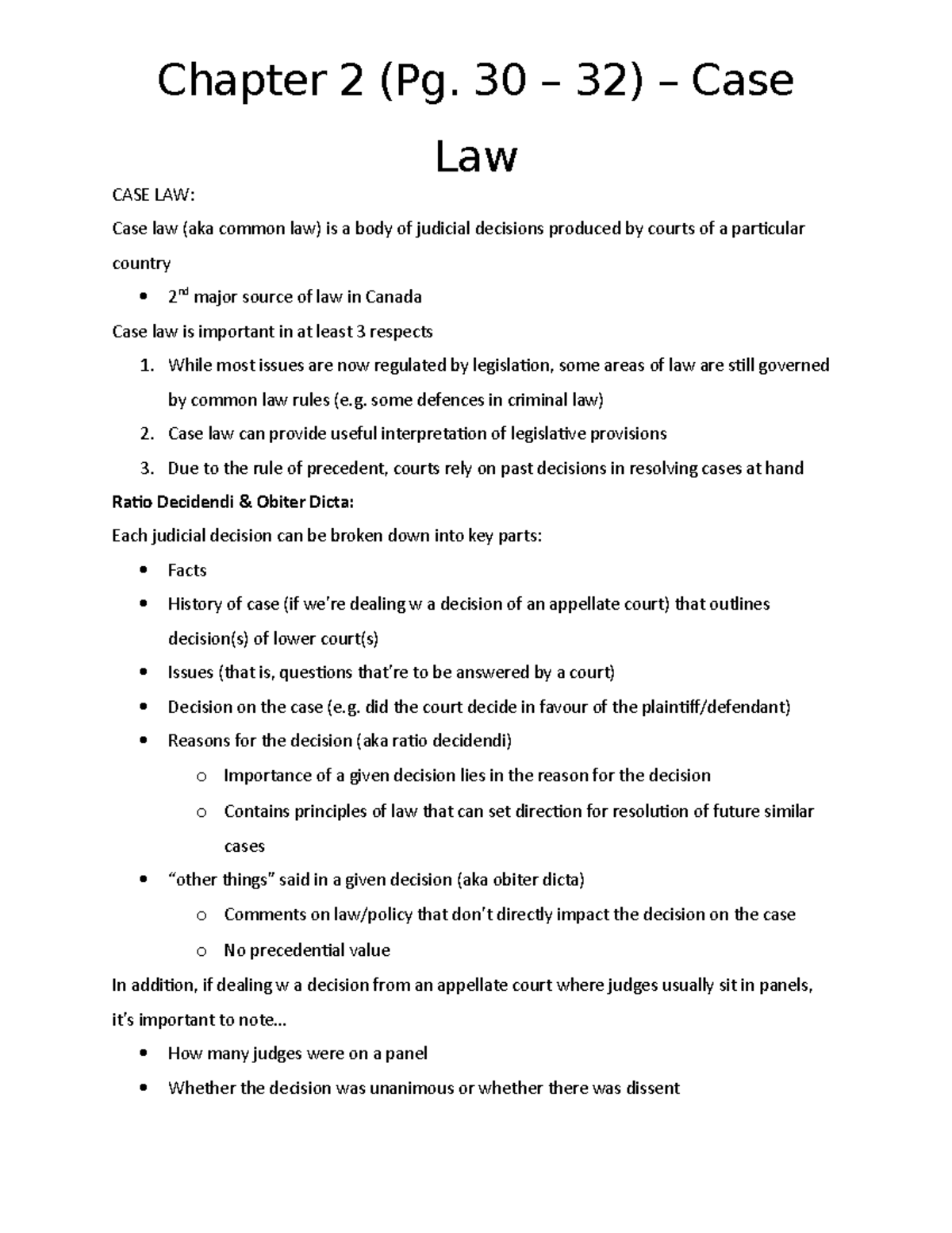 Soc. 3260 - Case Law Overview and Key Principles (Ch. 2 Notes) - Studocu