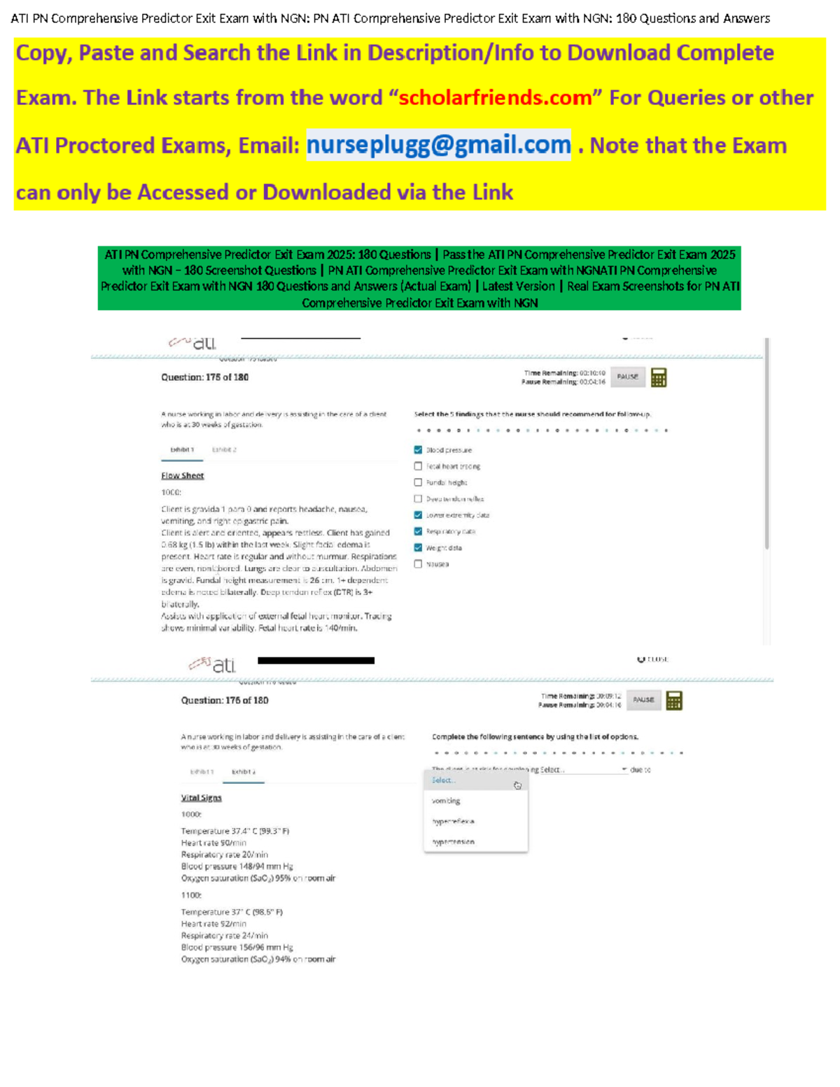 Full ATI PN Comprehensive Predictor 2025 Exit Exam: 180 Q&A Guide - Studocu