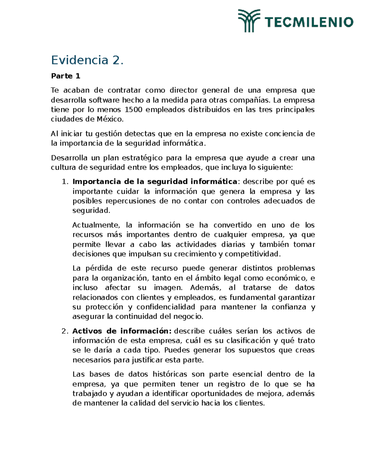Seguridad Informática: Plan Estratégico para la Empresa - Evidencia 2 ...