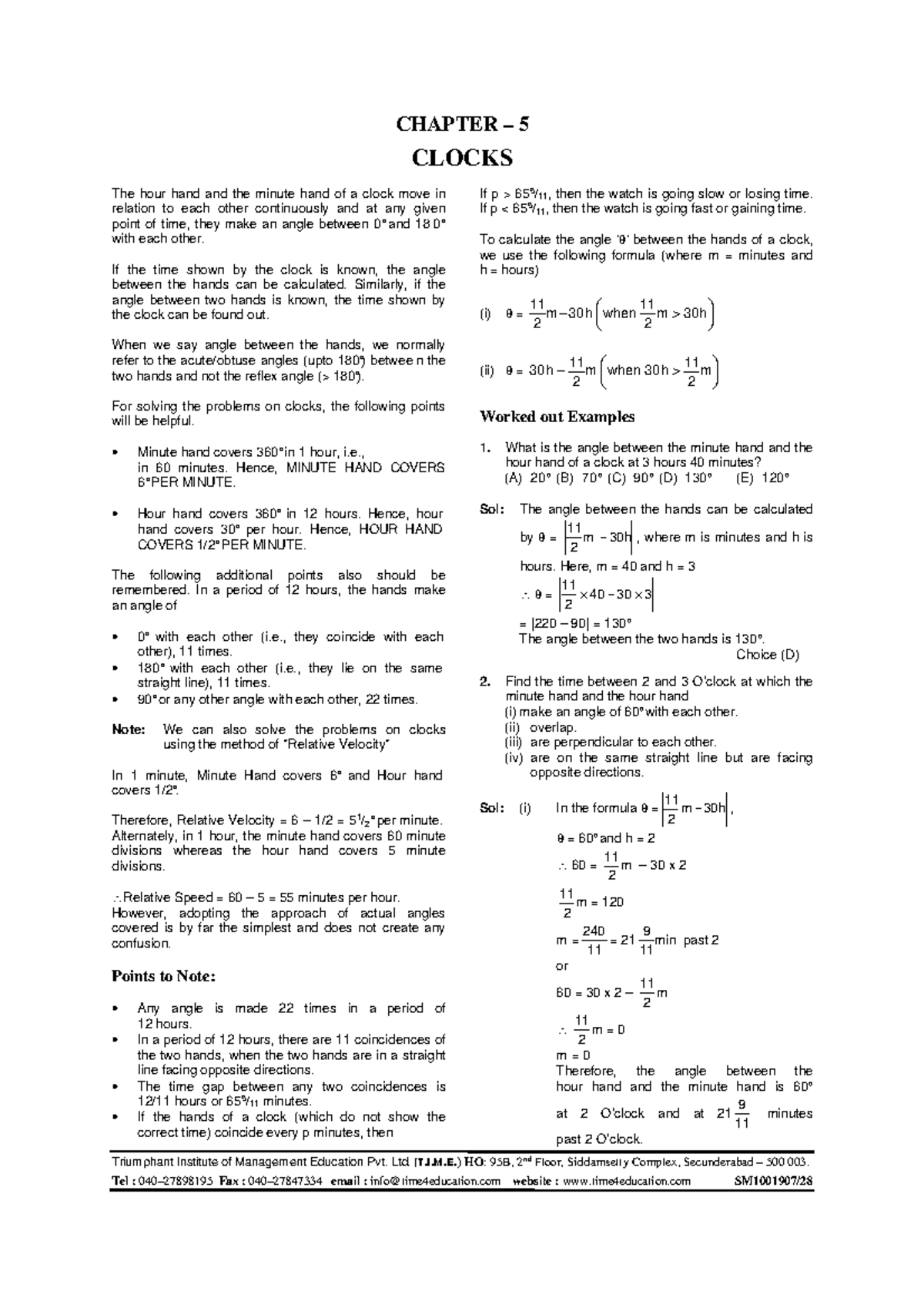 SM1001907 Chapter 5: Understanding Clock Angles and Time Calculations ...