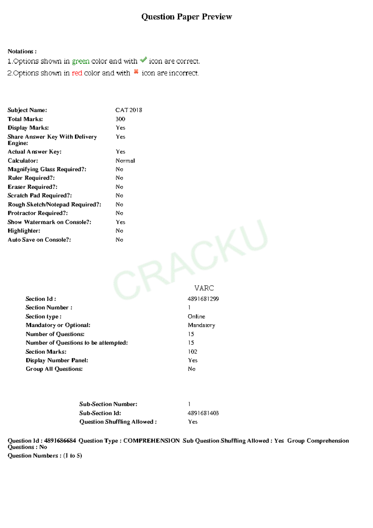 CAT 2018 Question Paper Preview and Answer Key Details - Studocu