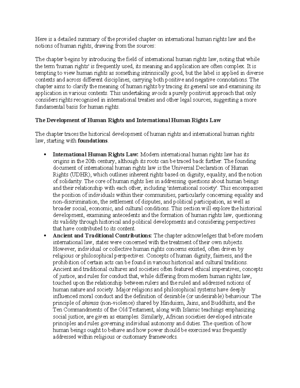 International Human Rights Law: A Comprehensive Chapter Summary - Studocu