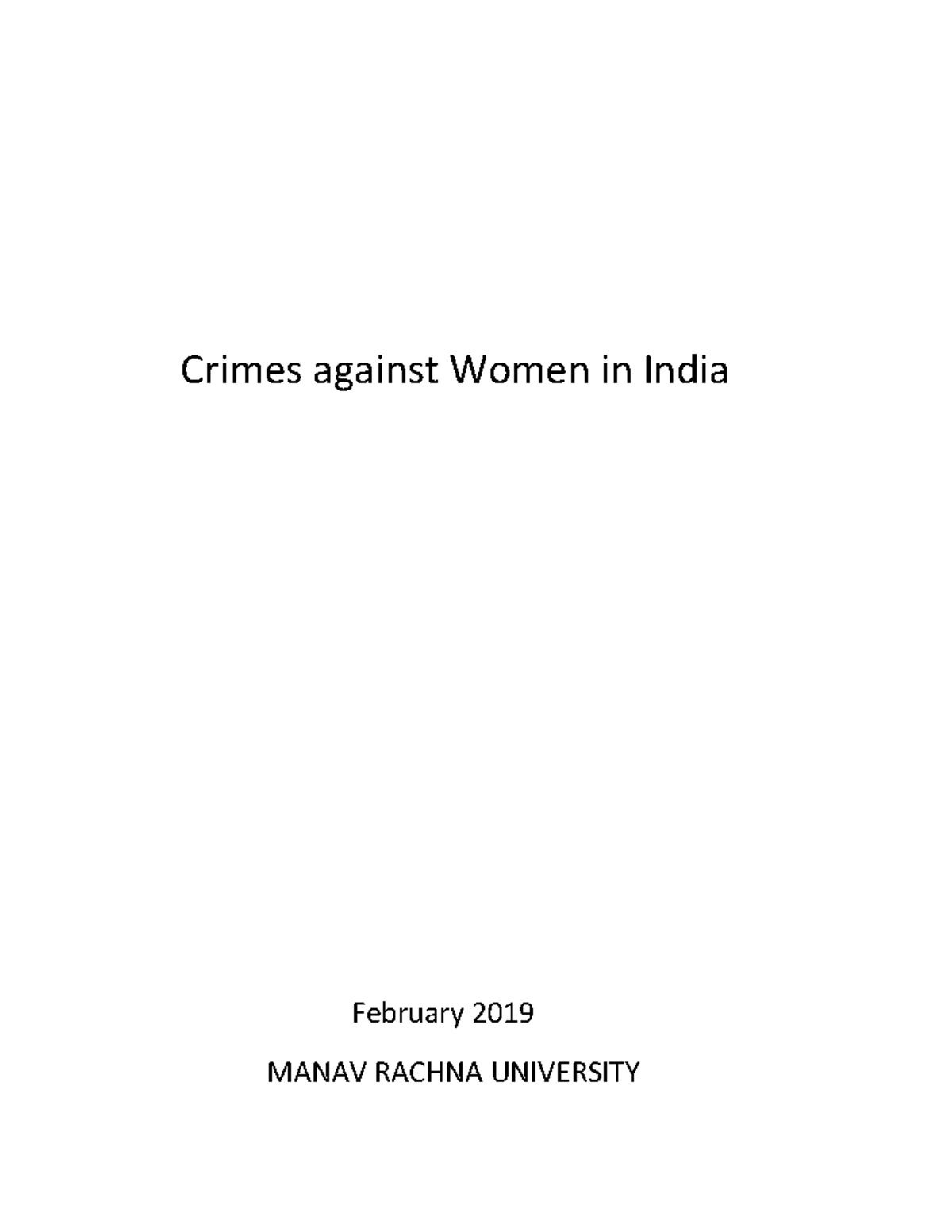 Crimes against Women in India - Crimes against Women in India February ...