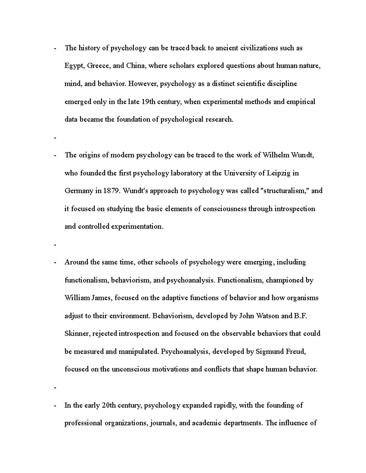 History of Psychology notes - The history of psychology can be traced ...