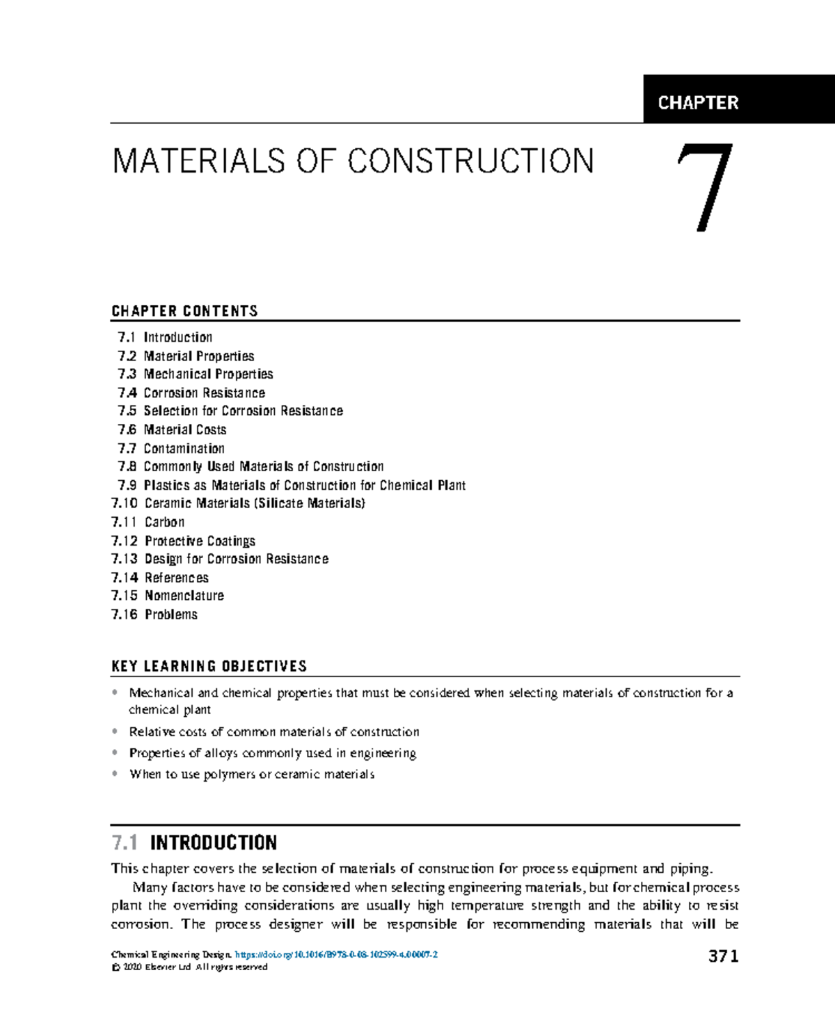 Ehcpi 1A - LU 2 - Chapter 7: Materials of Construction Overview - Studocu