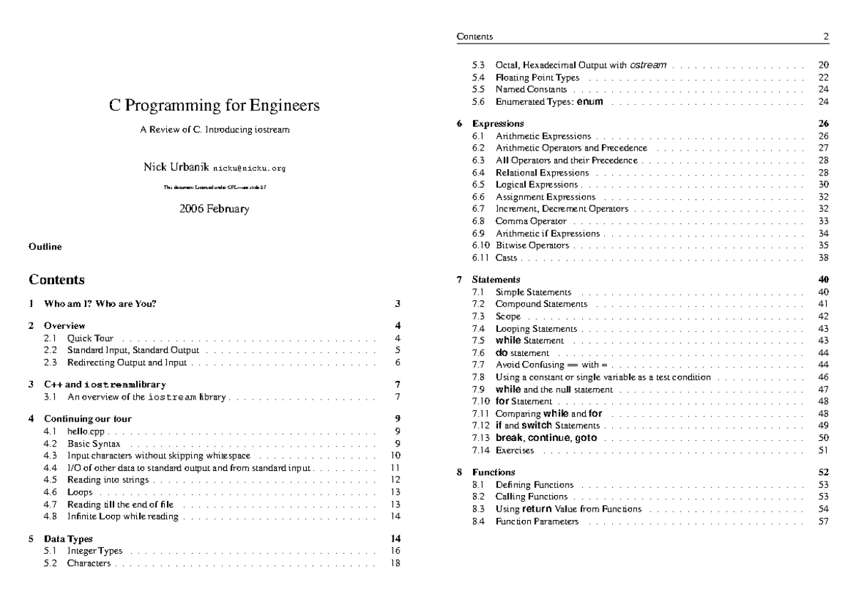 C Programming for Engineers (ENGR101): Comprehensive Lecture Notes ...