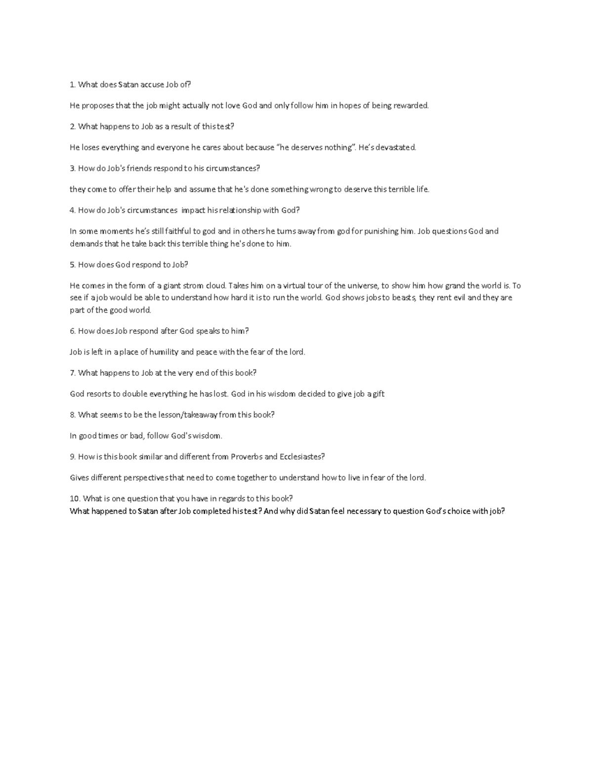 Book of Job: Viewing Questions and Insights on Faith - Studocu