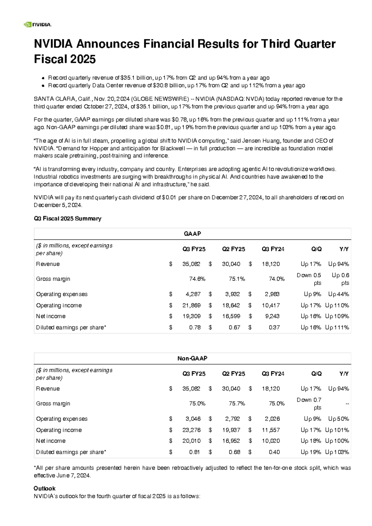 NVIDIA Q3 FY25 Financial Results: Record Revenue and Growth Insights ...