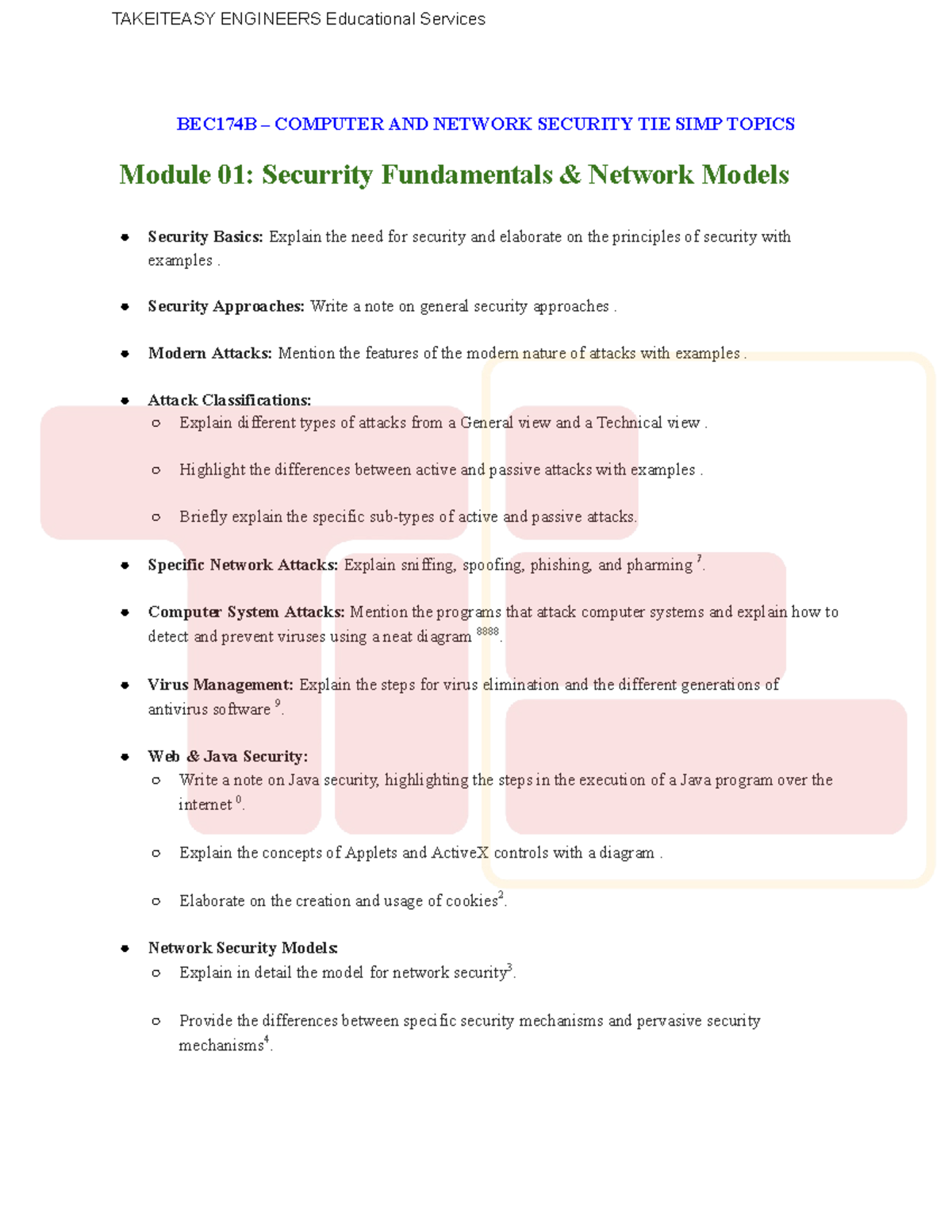BEC174B Computer and Network Security: Security Fundamentals & Policies ...
