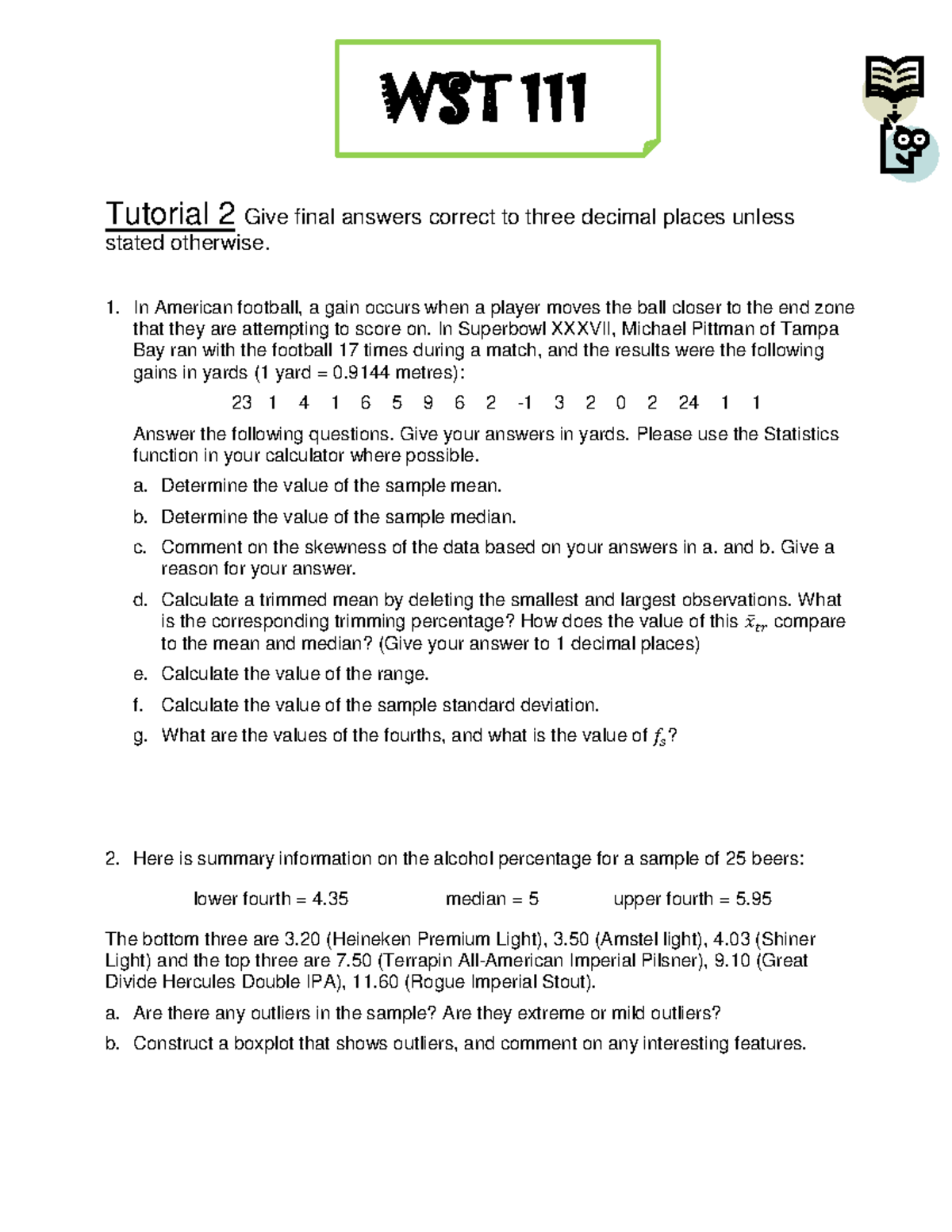 WST Tutorial 2: Sampling Methods Practice and Statistical Analysis ...