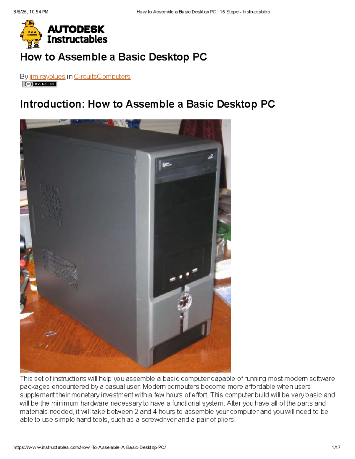 How to Assemble a Basic Desktop PC: 15 Step Guide (IT101) - Studocu
