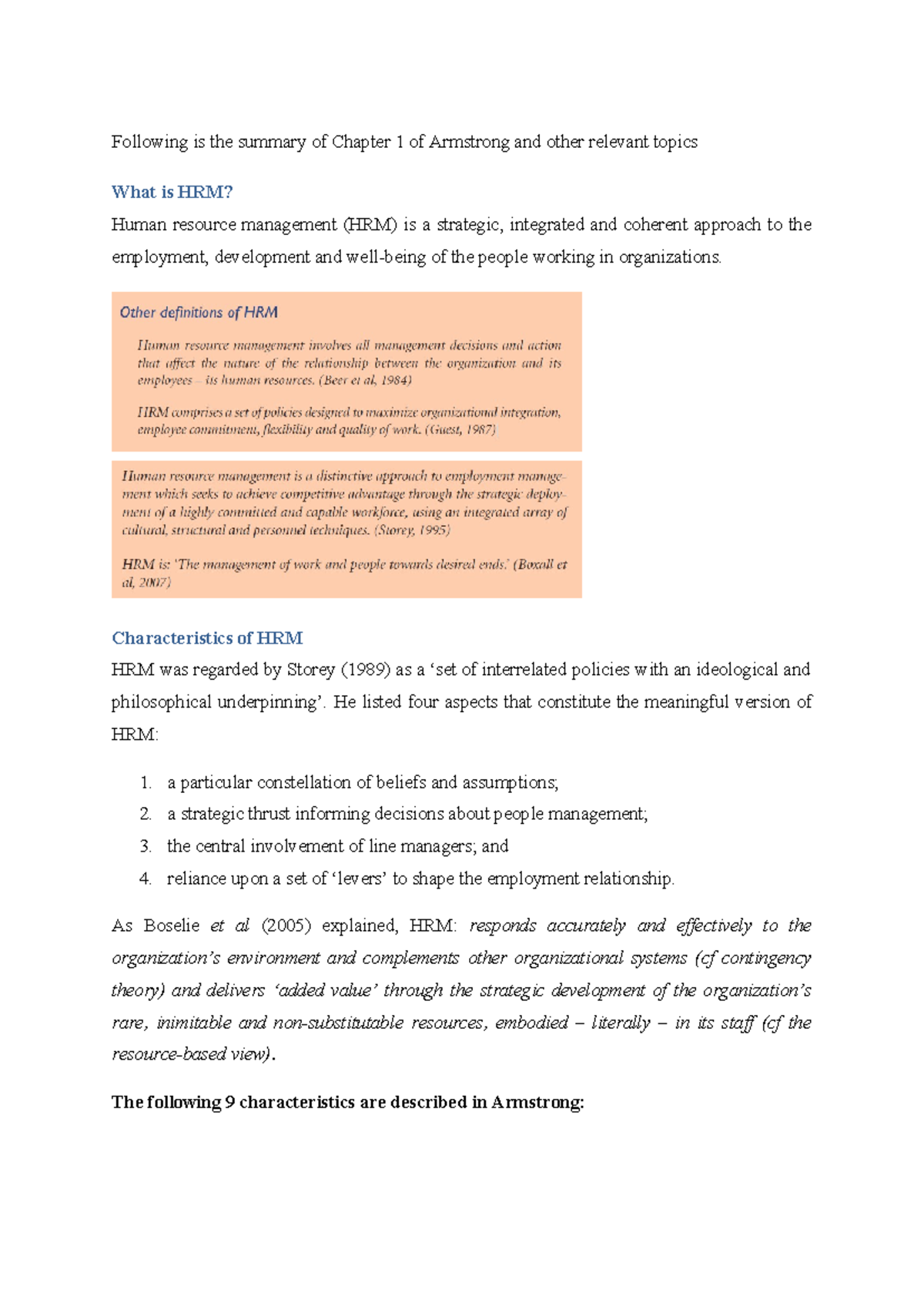 HRP UNIT 1: Summary of Chapter 1 on HRM Concepts and Theories - Studocu