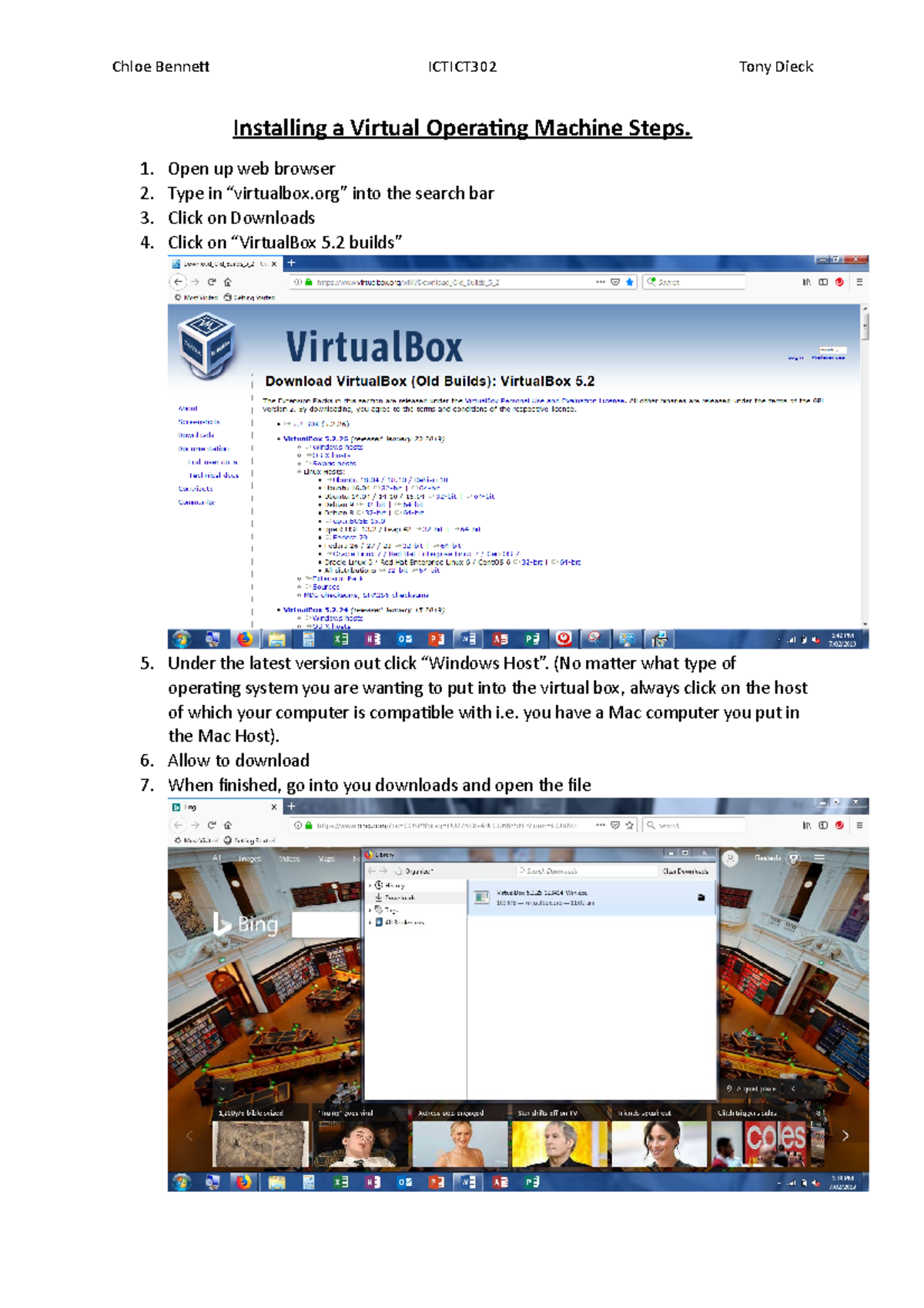 ICTICT302 - Assessment 3 Task 1: Virtual Machine Installation Guide ...