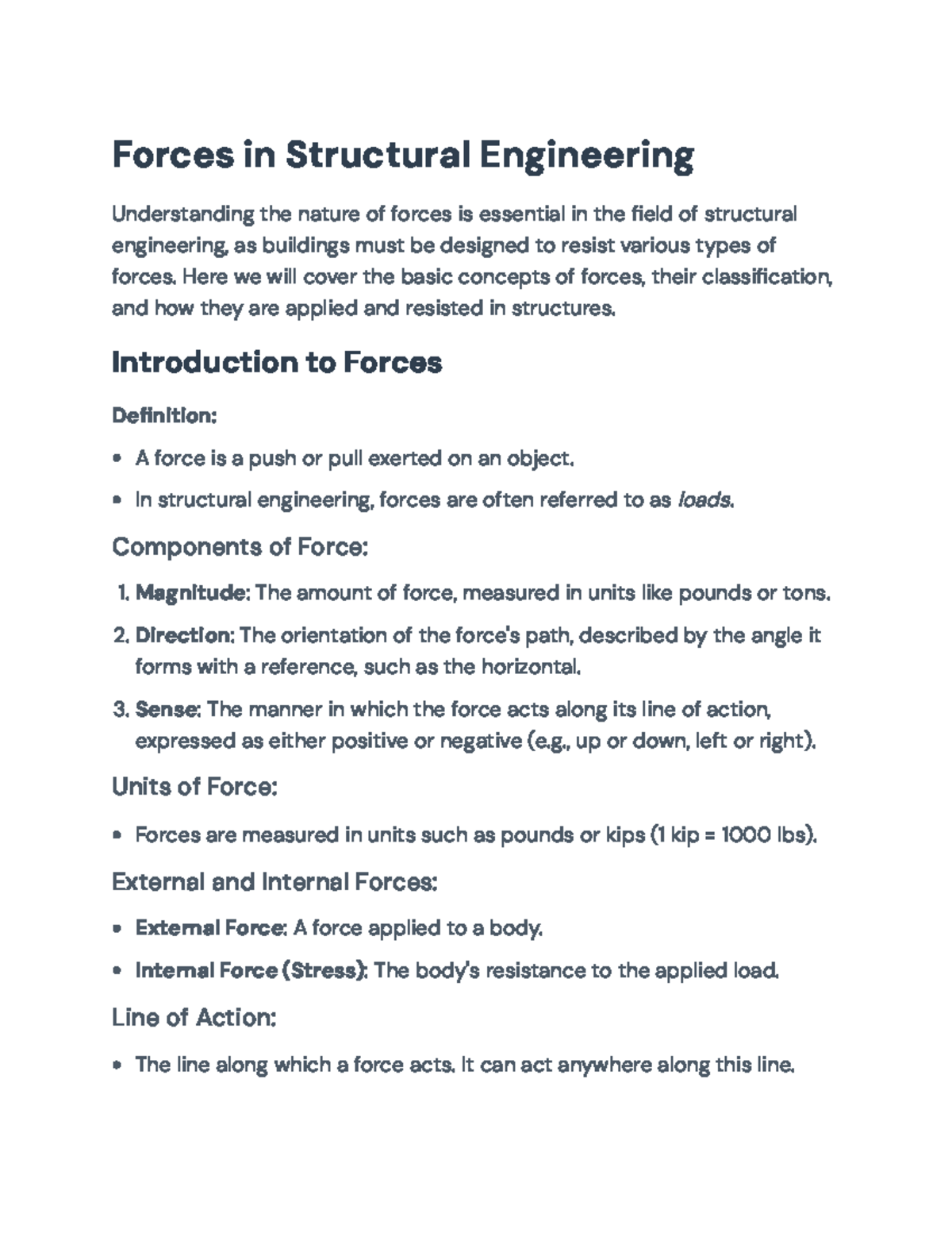 Forces in Structural Engineering: Concepts and Applications - Forces in ...