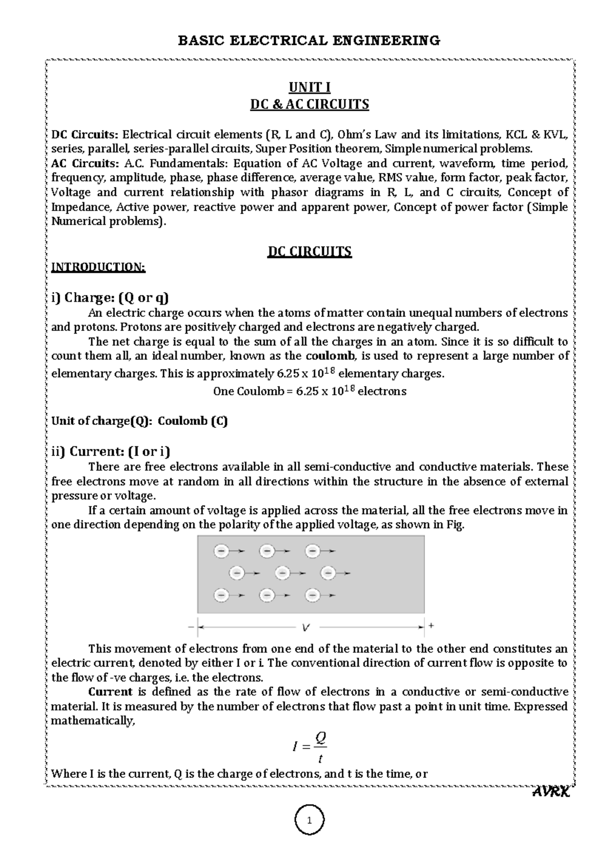BEEE R23 Unit-I Notes: DC & AC Circuits Overview - Studocu