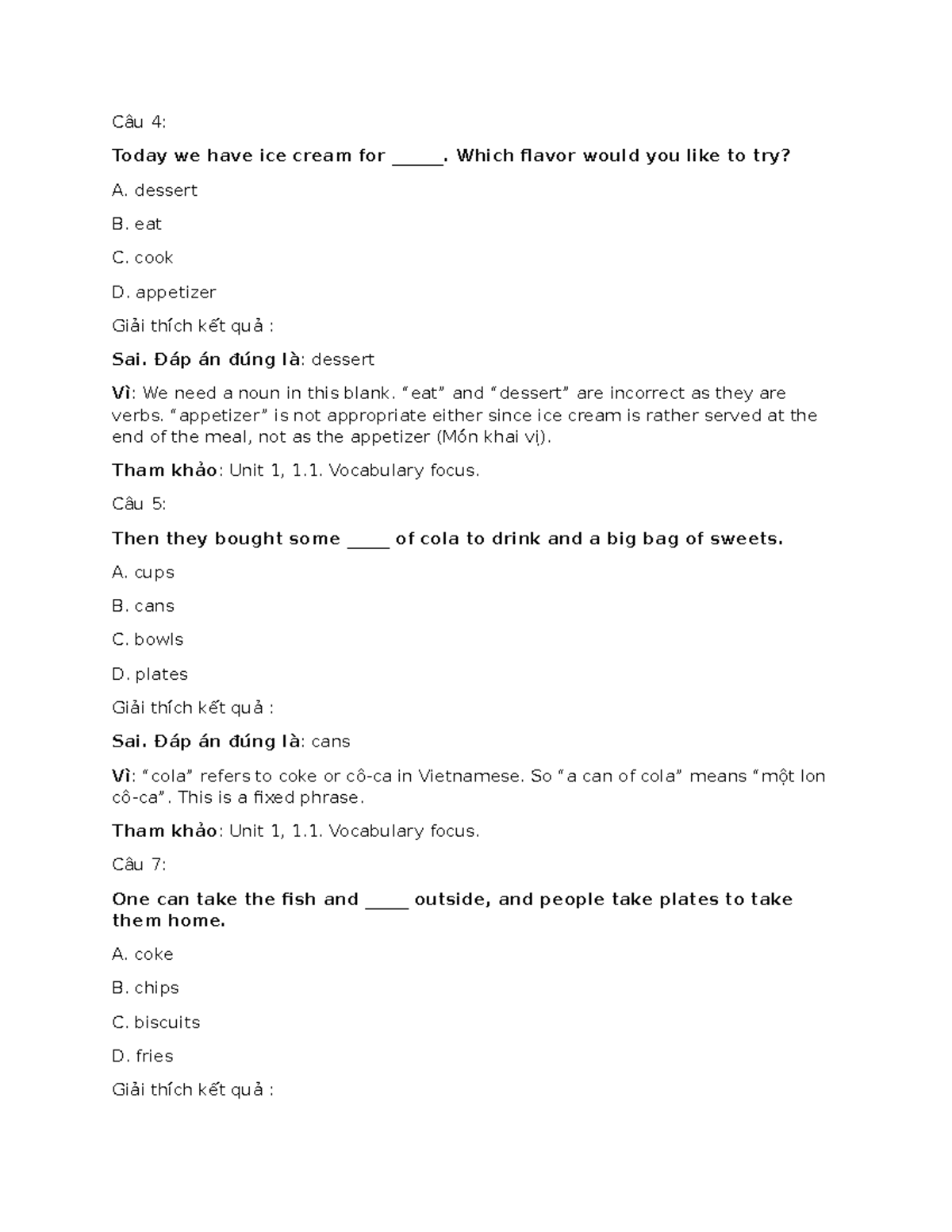 Unit 1 Vocabulary Focus: Reading Comprehension Exercises and Answers ...