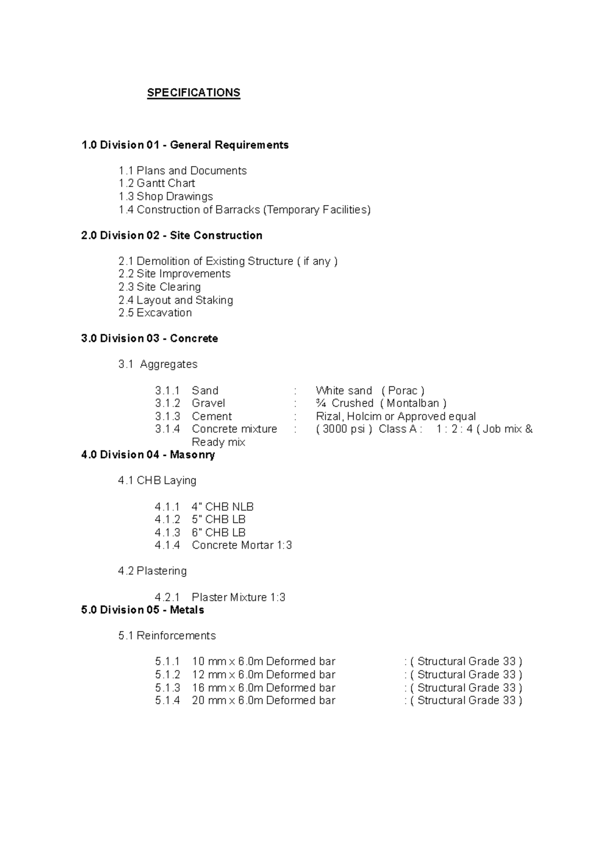 Div 1-16: General Requirements & Specifications for Barracks ...