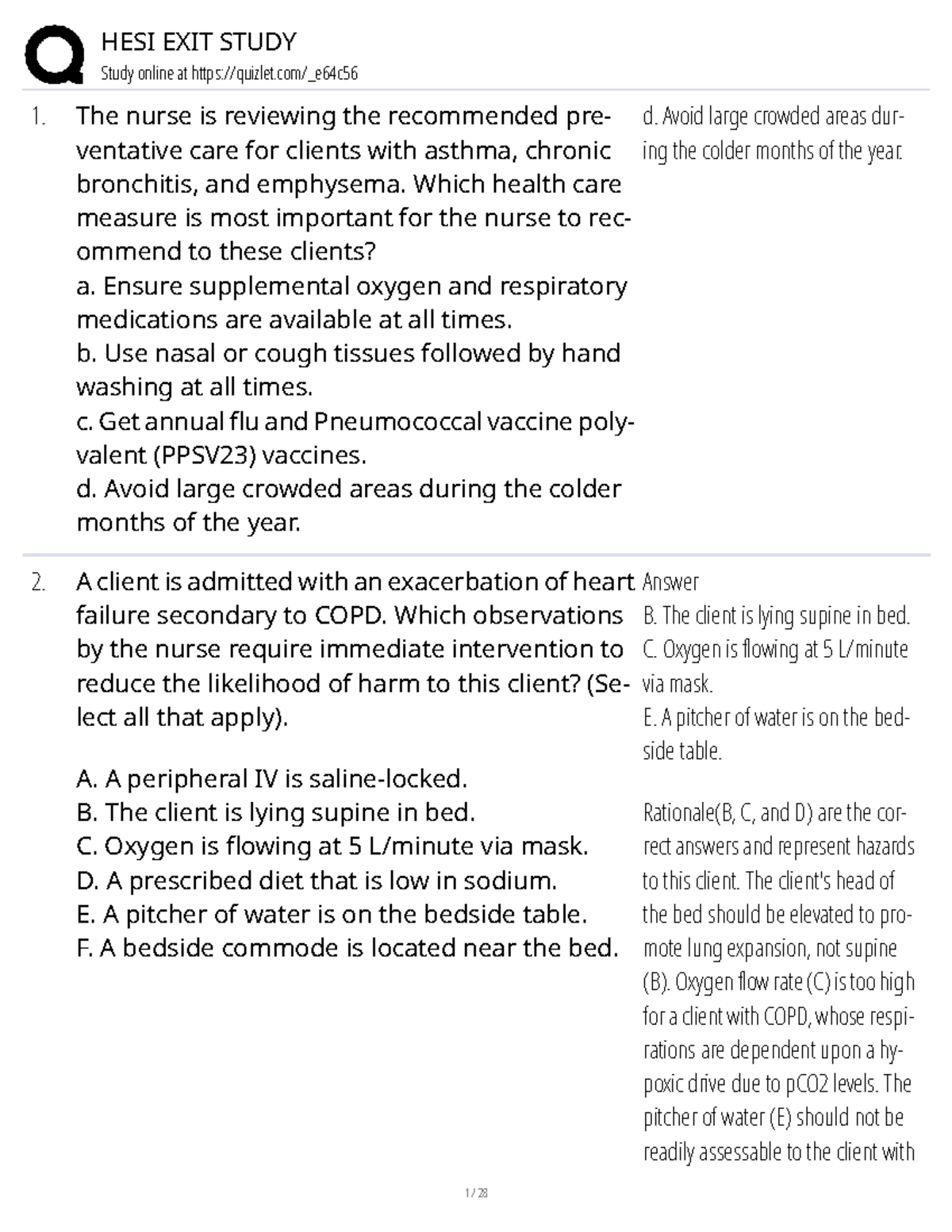 HESI EXIT STUDY: Comprehensive Review for Nursing Exam Preparation ...