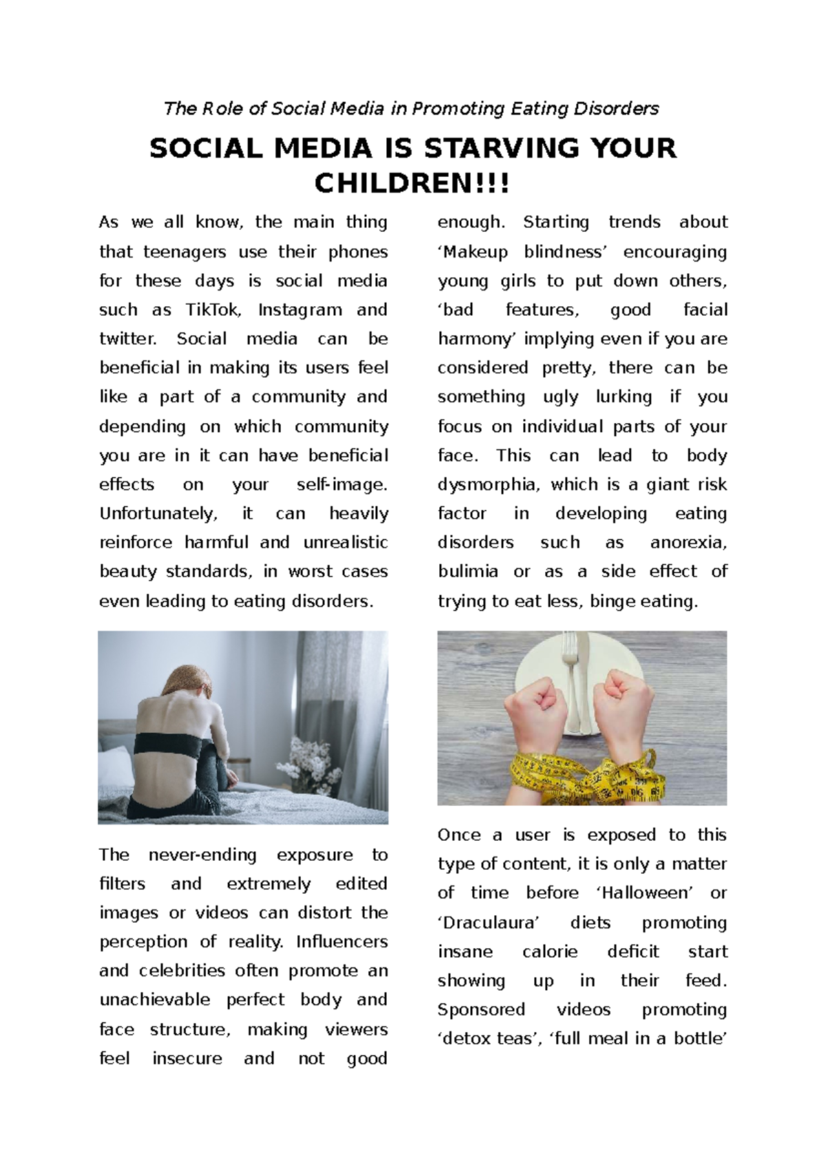 The Impact of Social Media on Eating Disorders: ED Letter & News Report ...