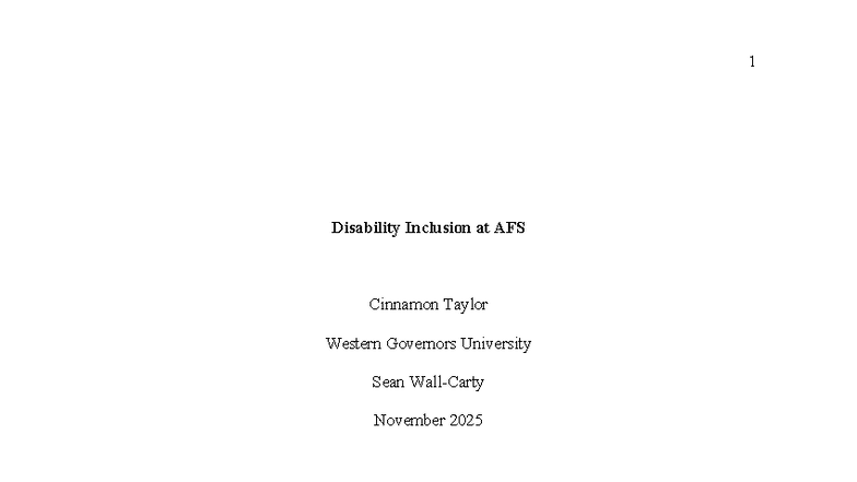 Disability Inclusion Case Study - AFS - Final Exam - WGU - Studocu