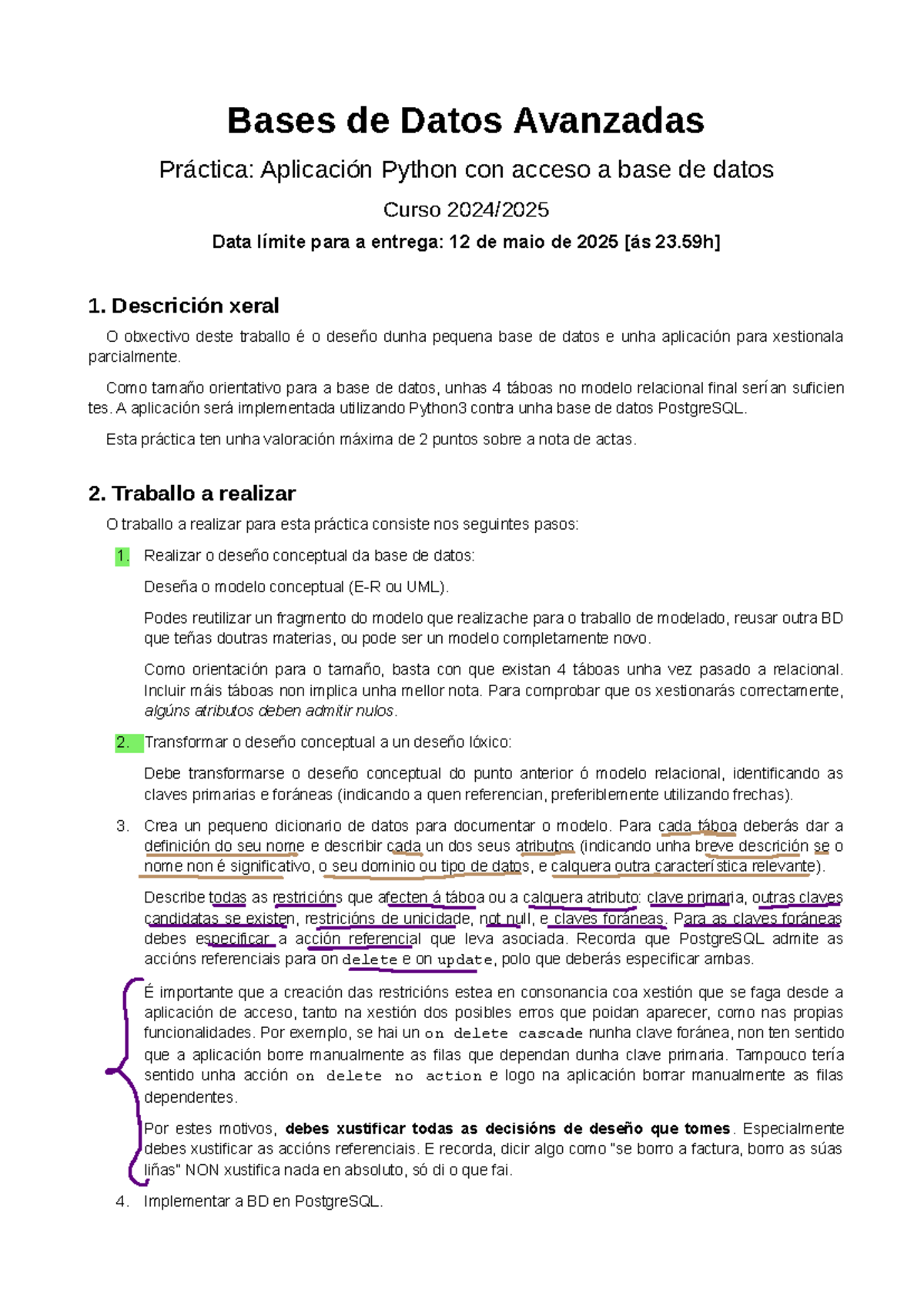 BDA 202425: Práctica de Python para Xestión de Bases de Datos - Studocu