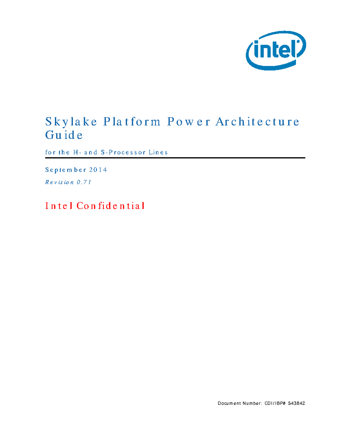 Skylake Platform Power Architecture Guide (Document 543842) - Studocu