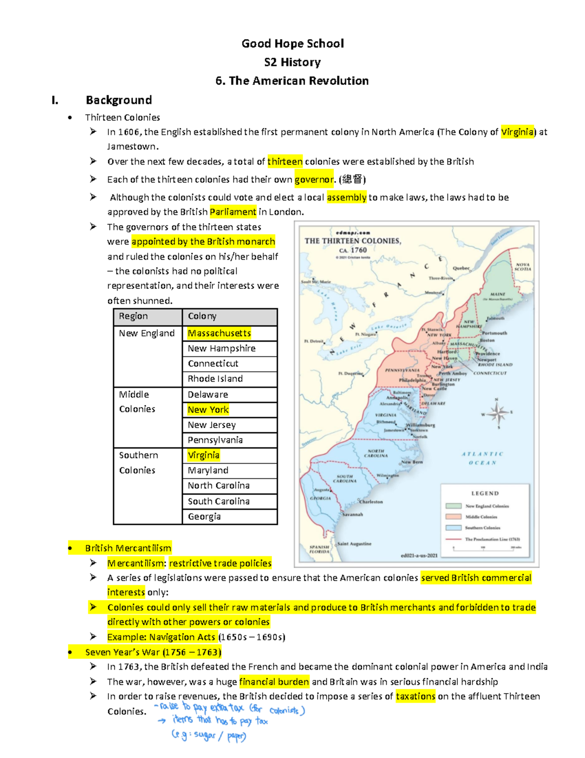 6. S2 History: Overview of the American Revolution and Its Causes - Studocu