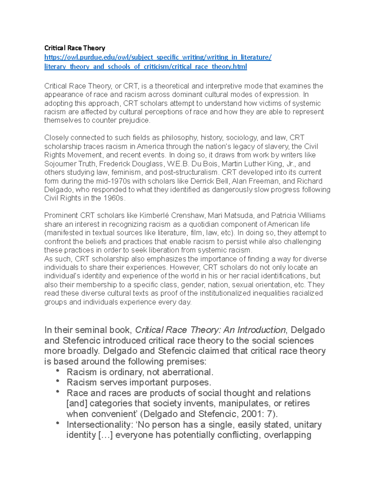 Critical Race Theory (CRT): An In-Depth Analysis and Overview - Studocu