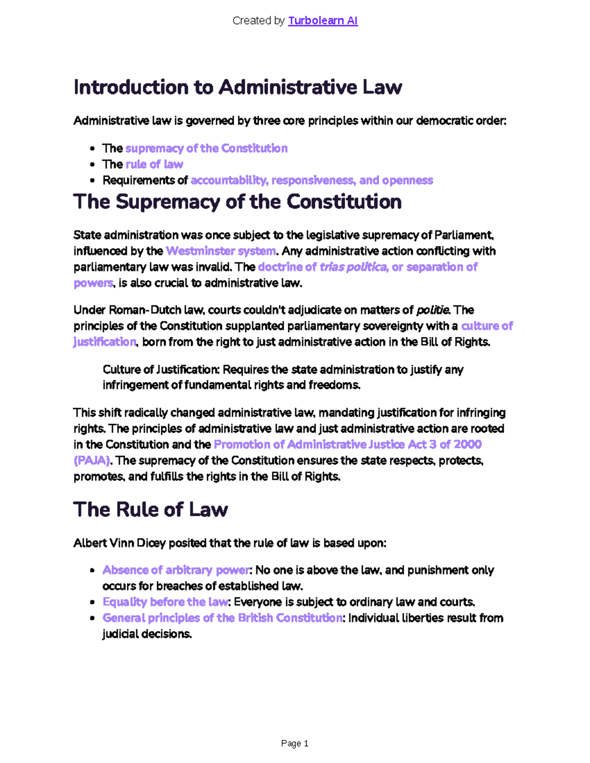 Administrative Law Overview: Key Principles and PAJA Insights - Studocu