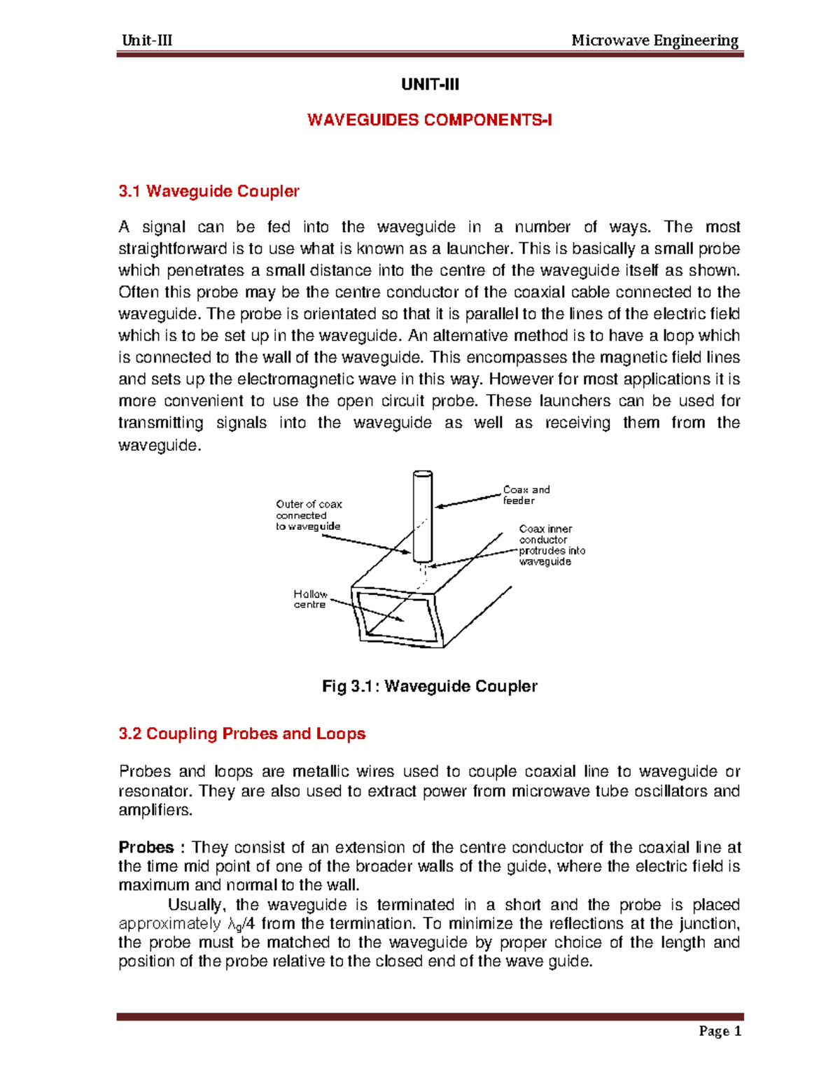 11 - waveguide and components - UNIT-III WAVEGUIDES COMPONENTS-I 3 ...