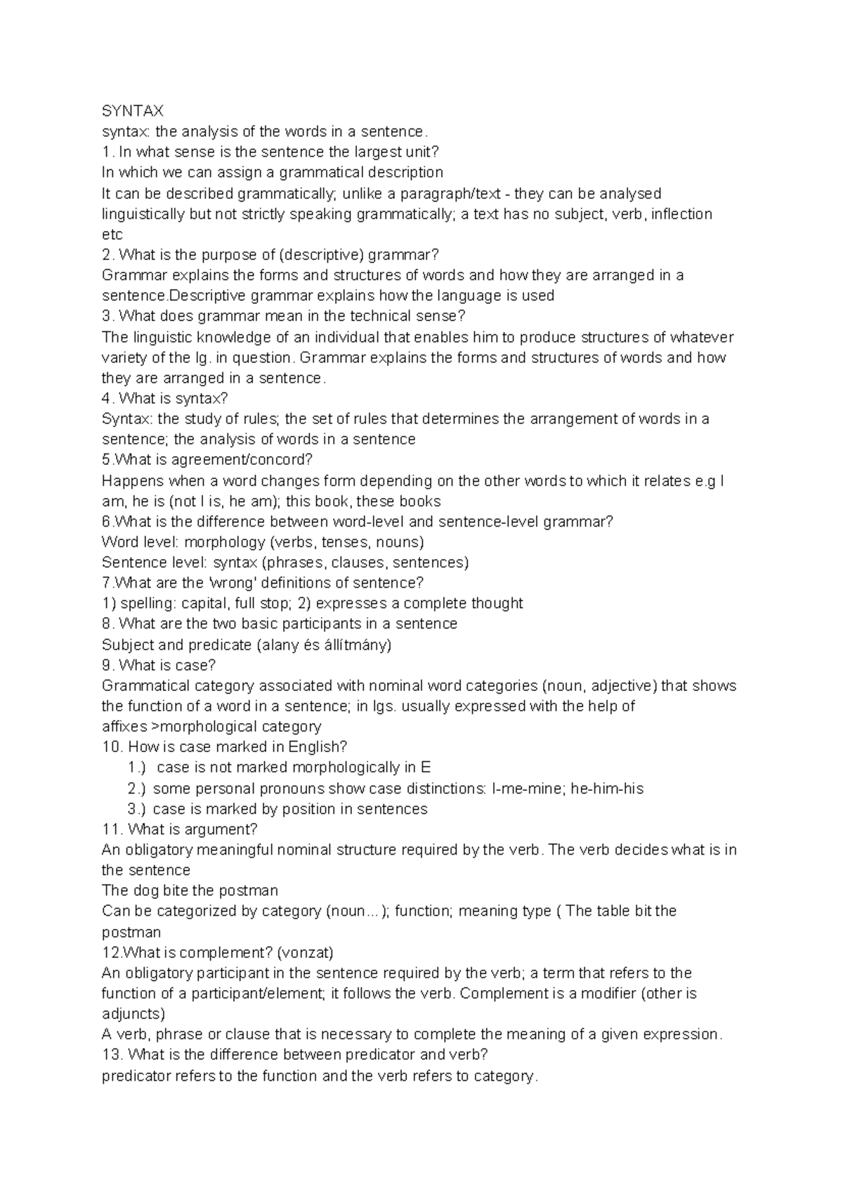SYNTAX 101: Understanding Sentence Structure and Grammar Concepts - Studocu
