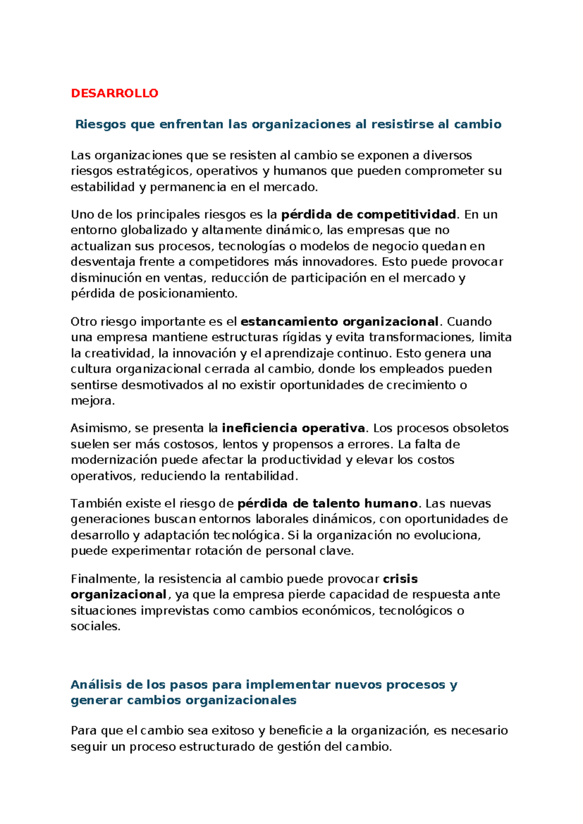 Riesgos de Resistencia al Cambio en Organizaciones: Análisis y ...