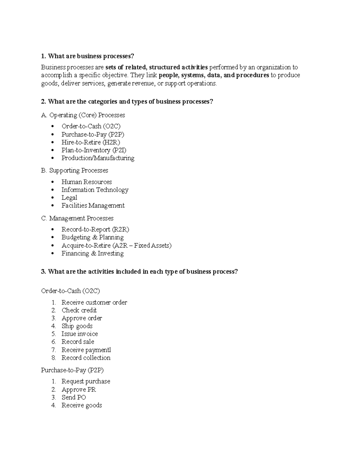 Business Process Overview: Types, Activities, and Controls - Studocu