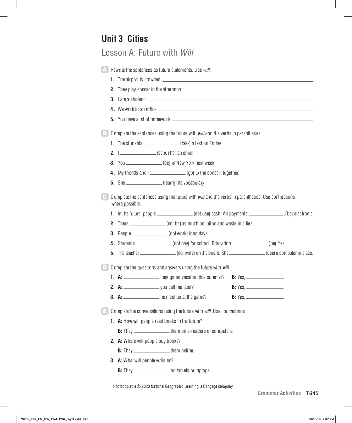 World english 3e level 2 grammar activities unit 3 lesson a - Grammar ...