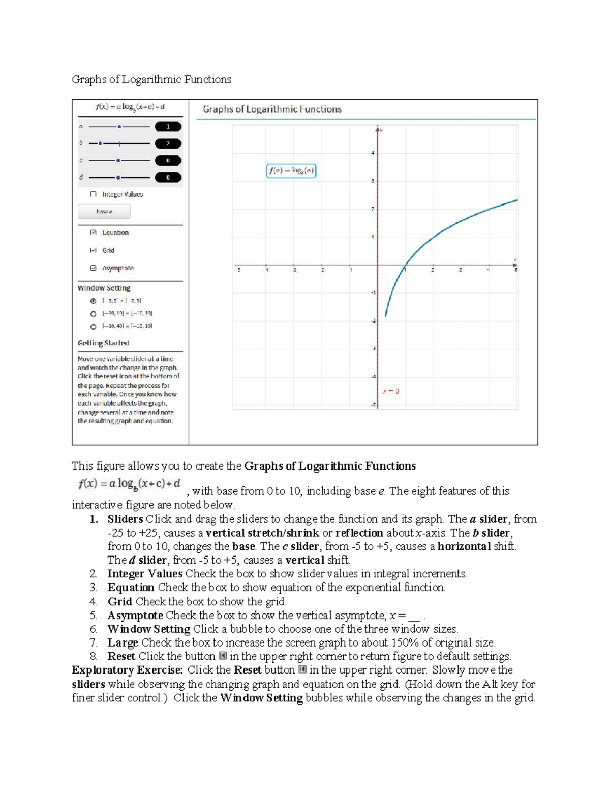 Graphs of Logarithmic Functions: Interactive Exploration Guide - Studocu