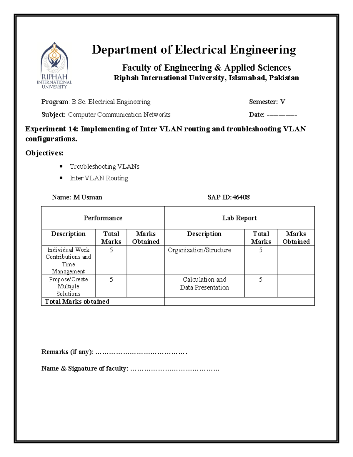CCN-Lab-14 - Lab report of computer communication - Department of ...