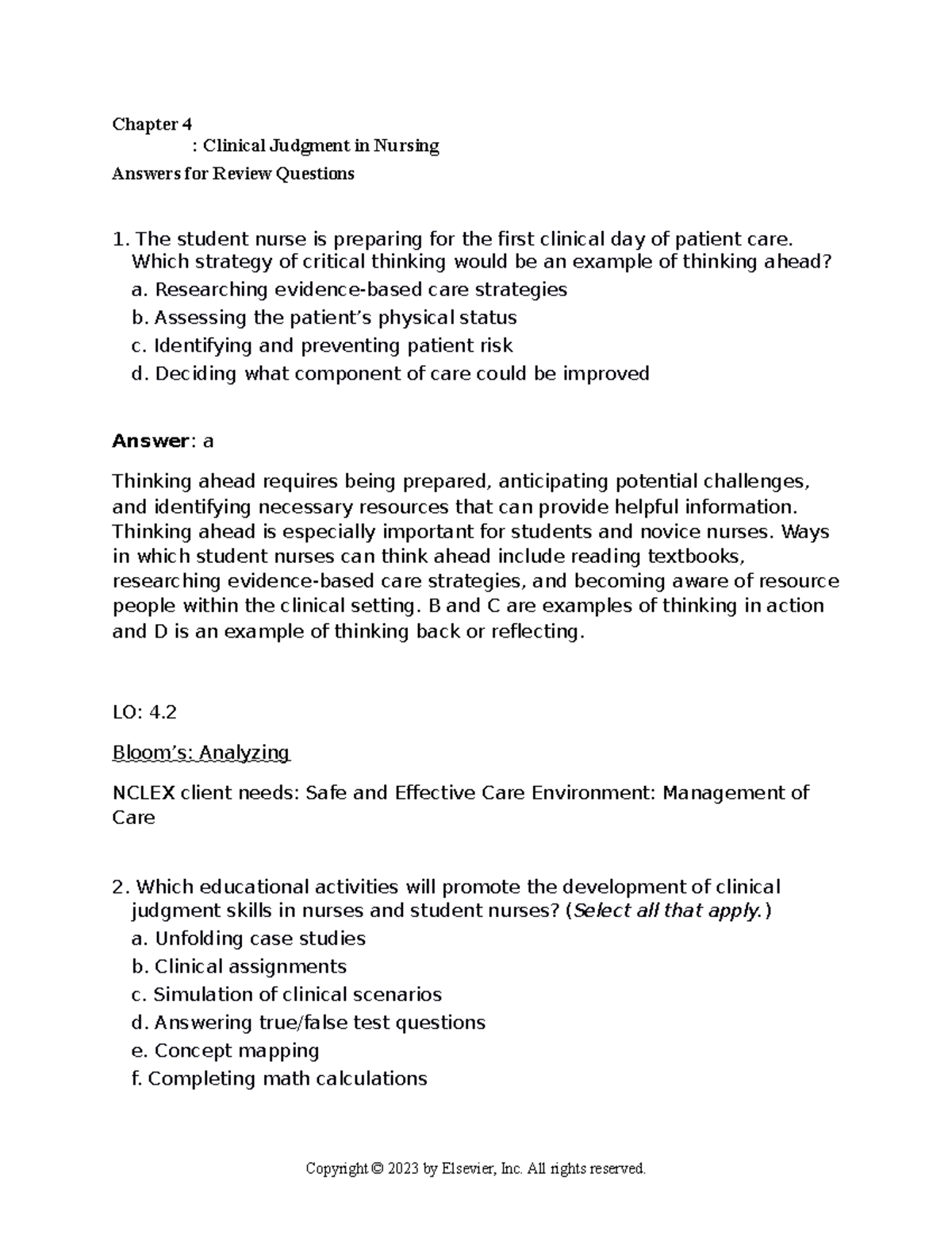 Chapter 004 - dosage calc practice - Chapter 4 : Clinical Judgment in ...